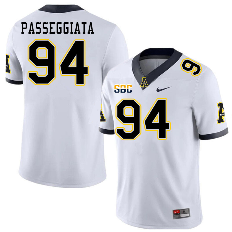 Men #94 Stephen Passeggiata Appalachian State Mountaineers College Football Jerseys Stitched Sale-Wh